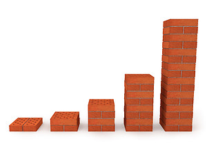 Image showing Graph showing growth progress made from orange bricks 