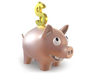 Image showing 3d piggy bank with dollar symbol 