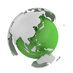 Image showing Abstract green globe, Asia 