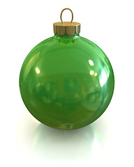 Image showing Green christmas glossy ball and shiny isolated