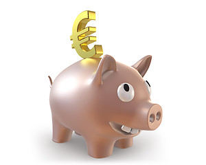 Image showing 3d piggy bank with euro symbol 