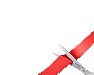 Image showing Scissors cut ribbon, closeup corner version 