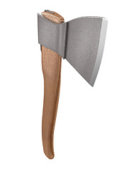 Image showing Axe with wooden handle vertical 