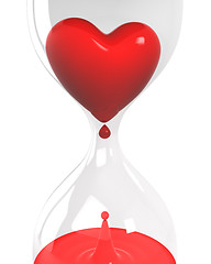 Image showing Hourglass with heart and blood closeup 