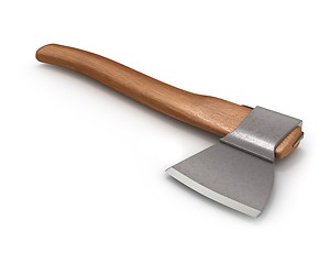 Image showing Axe with wooden handle 