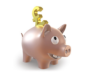 Image showing 3d piggy bank with pound symbol 