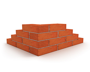 Image showing Corner of wall made from orange bricks