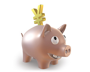 Image showing 3d piggy bank with yen symbol