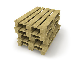 Image showing Stack of wooden pallets isolated