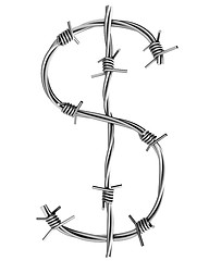 Image showing Barbed wire alphabet, dollar symbol