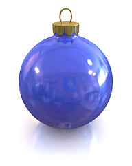 Image showing Blue christmas glossy and shiny ball isolated