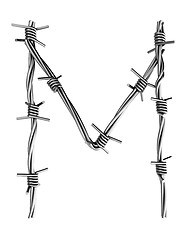Image showing Barbed wire alphabet, M