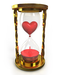 Image showing Golden hourglass with heart and blood 