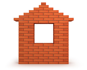 Image showing Abstract house made from orange bricks front view