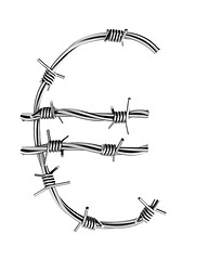 Image showing Barbed wire alphabet, euro symbol