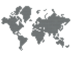 Image showing Continents made from silver balls