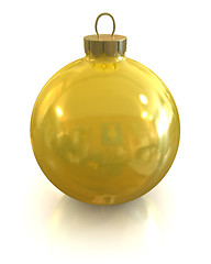 Image showing Yellow christmas glossy and shiny ball isolated