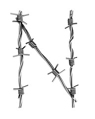 Image showing Barbed wire alphabet, N