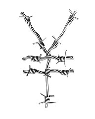 Image showing Barbed wire alphabet, yen symbol