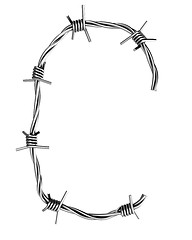 Image showing Barbed wire alphabet, C