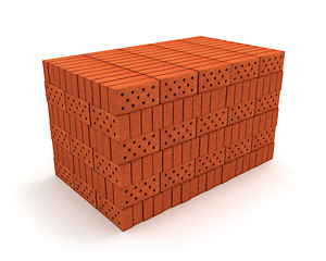 Image showing Stack of orange bricks isolated on white 