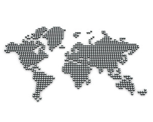 Image showing Continents made from silver balls, perspective version 