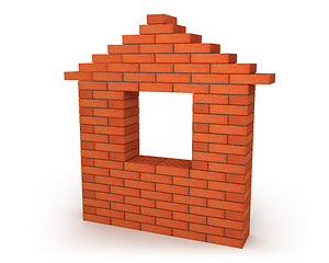 Image showing Abstract house made from orange bricks 