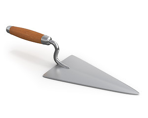 Image showing 3D new construction trowel with wooden hand 