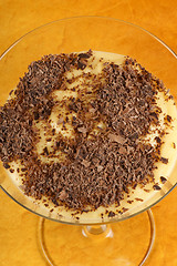 Image showing Vanilla custard and chocolate dessert