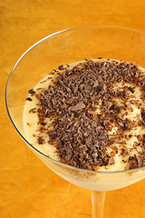 Image showing Vanilla custard and chocolate dessert