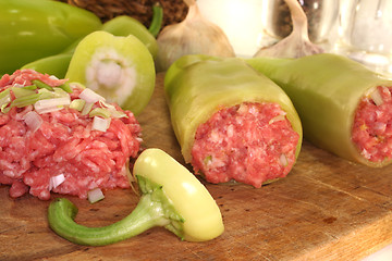 Image showing raw stuffed peppers