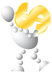 Image showing Man with very big golden symbol of dollar