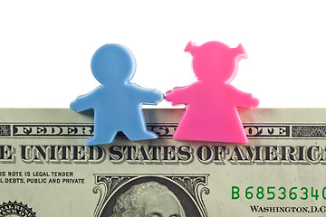 Image showing Couple figurine on US dollar note
