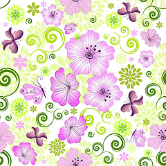 Image showing Spring repeating white floral pattern