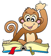 Image showing Cute monkey reading book