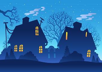 Image showing Village night silhouette