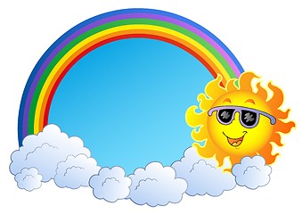 Image showing Rainbow with Sun and clouds