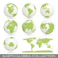 Image showing collection of earth glob, white-green 