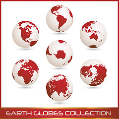 Image showing earth globes colection, white - red