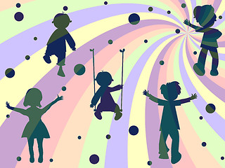 Image showing children rays and bubbles composition