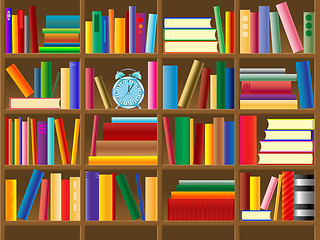 Image showing wooden bookshelf vector