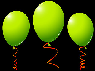 Image showing green balloons against black