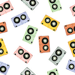 Image showing design with retro seamless audio tapes