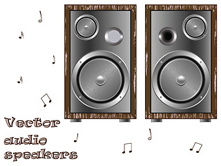 Image showing wooden speakers against white