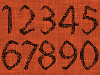 Image showing astract numbers over orange texture