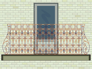 Image showing iron balcony against wall background