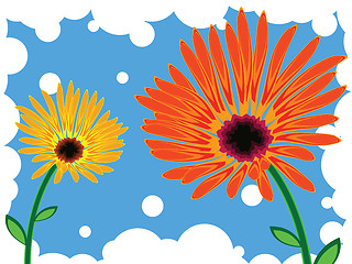 Image showing flowers against blue