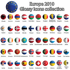 Image showing europe glossy icons collection