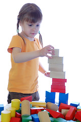 Image showing kid playing with bricks