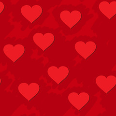 Image showing Abstract red grunge background with hearts